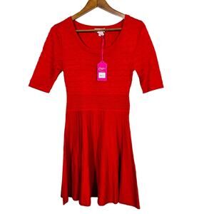 NEW! Candies x Kohls Sweater Dress Hot Pink Short Sleeve Scoop Neck - S